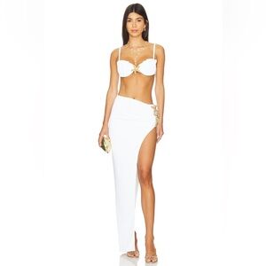 White Two-Piece Set with Gold Accents